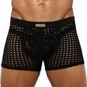 Arjen Kroos Men's Sexy Trunks Sheer Mesh Underwear Novelty Low Rise Lingerie (XX-Large, Black)