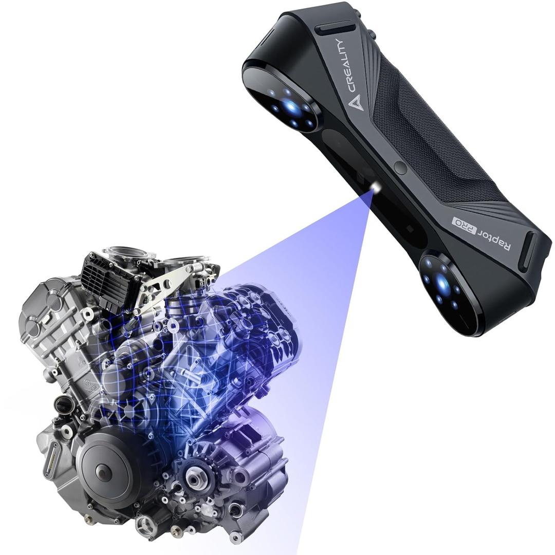 Creality 3D Scanner Raptor Pro for Automotive & Engineering Projects with Metrology-Grade 0.02mm Accuracy,22+7 Blue Laser, Up to 60FPS Scanning Speed