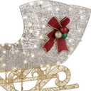 National Tree Company Pre-lit Artificial Christmas Dcor Includes Pre-strung White LED Lights and Ground Stakes Crystal Splendor Sleigh - 38 Inch