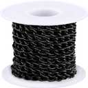Jishi 16ft Aluminium Curb Chain Roll, Thick Twisted Chain Links, Black Plated Metal Craft Chain Curb Link Chain Spool for Jewelry Making Necklace Bracelet DIY Crafts, Jewelry Making Findings Supplies
