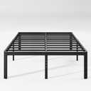 18in High Queen Bed Frame No Box Spring Needed, Heavy Duty Metal Platform Bed Frame Queen Size with Round Corners, Easy Assembly, Noise Free, Black