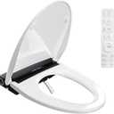 Baotree Electric Toilet Seat, Elongated Smart Heated Toilet Seat with Warm Water & Dryer, Feminine & Child Hip Wash, Wireless Remote, Self-Clean, Stainless Steel Nozzle, Adjustable Water Pressure