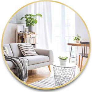 Itrue Round Gold Mirror 36 Inch for Bathroom Circle Mirrors for Wall Decorative Brushed Metal Frame Mirror with Wall Mounted for Living Room Bedroom