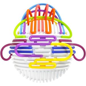 2 x Sensory Activity Board Upgraded- 3D Sensory Activity Ball,Stress Relief Toy,Silicone Fidget Toy for Stress Relief,Anxiety,Autism,ADHD,Kids 3+ & Adults,with Travel Storage Bag & 16 Strings (White) (Sphere, Baise)