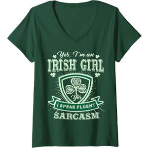 Womens I'm an Irish Girl, Perfect Funny St Patrick's Day Shirt Girl V-Neck T-Shirt, M