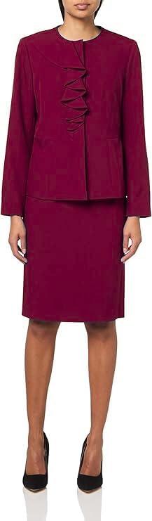 Le Suit Women's Ruffle Front Blazer & Skirt, 2pc Set, 10