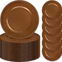 50 Pack Charger Plates 13" Plastic Round Charger Plates Dinner Plate With Beaded for Wedding Table Dinner Kitchen Catering Event Party Decoration (Brown)