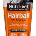 Nutri-Vet Hairball Paw Gel, Cat Hairball Remedy, Kitten Supplies, Hair Ball Relief for Cats, Fur Ball Remedy, Soybean & Coconut Oil, Salmon Flavor, 3 oz, Best By 11, 2026