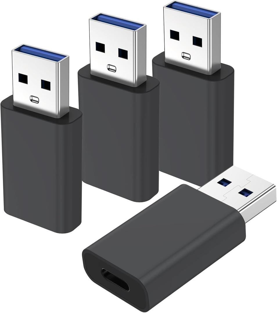 4 Pack USB to USB C Adapter, USB-C Female to USB Male Adapter,OTG Charger Converter Compatible for Apple Watch Ultra iWatch/iPhone/Pro Max Plus/Airpods/iPad 9 10 Air 5 Mini 6/Car/Samsung
