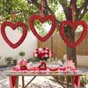 Large Heart Ornaments for Valentines 10 Inch 3D Glitter Heart Hanging Ornament for Tree Wreath Door Home Window Large Valentine's Day Wreath Wedding Holiday Decor(Red)