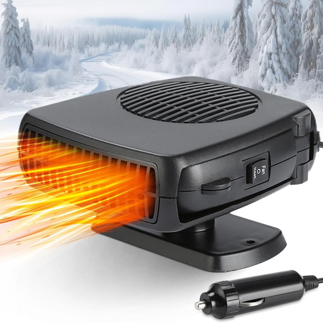 Portable 12V Car Heater & Defroster, 200W Fast Heating & Cooling Fan,Plug In Car Heater for Windshield Defogger with 360 Car Heaters for Vehicle,Car,RV,SUV