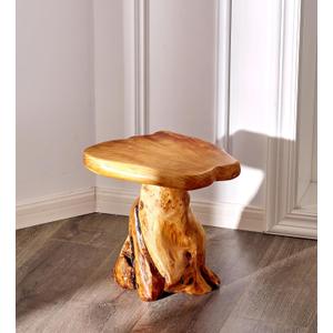 Cedar Live Edge Wood Tree Stump Stool 13.5"x12"x14"H Solid Natural Coffee End Table Rustic Plant Stand for Living Room Bedroom Patio Accent Side Table Outdoor Garden Foot Rest Stool