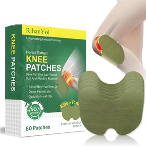 60Pcs Knee Patches - Fast Acting Relief for Knee, Joint & Muscle Discomfort, Wormwood Extract, Long-Lasting Soothing Support for Joint/Back/Neck/Shoulder
