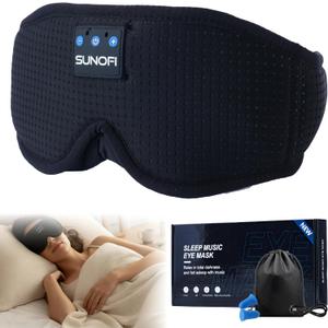 Sleep Headphones Bluetooth 5.4, 3D Sleep Mask with Ultra-Thin HD Stereo Speakers, Wireless Music Eye Mask Headphones for Side Sleepers, Travel, Relaxation (Black Silk)