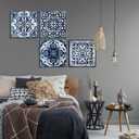 Bedroom Decor Canvas Wall Art Flower Pattern Prints Bathroom Abstract Pictures Modern Navy Framed Wall Decor Artwork for Walls Hang for Bedroom 4 Pieces Wall Decoration Size 14x14 Each Panel