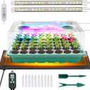 Seed Starter Tray with Grow Light and Thermostat Controller Heat Mat, 10"x 20.75" Heat Mats for Plant Growing68-113F Adjustable Color Change Grow Lights Germination Trays Kits, Green