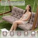 Porch Swing Cushions,Outdoor Cushions 3 Seater Replacement with Backrest, Waterproof Thickened Bench Cushion with Ties for Porch, Patio,Outdoor, Backyard and Garden (Khaki 40 * 40 in), 40x 40 inches