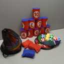 Hungdao 3 Sets Carnival Games Combo Set, Dart Board with Balls Plastic Cones Ring Bean Bags Toss Game for Boys Girls Adults Family Birthday Yard Indoor Outdoor