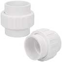 2 Pack 2" PVC Union Coupling Pipe Fitting (Socket x Socket) 2 Inch PVC Slip Union PVC Adapter Coupling Schedule 40, EPDM O-Ring, White