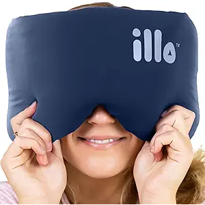 illo Wearable Pillow Sleep Mask | Blackout Weighted Eye Mask for Sleeping Napping & Side Sleepers | Soft Mulberry Silk Blend Patented Light Blocking for Travel Bed Camping Airplane Work | Women & Men
