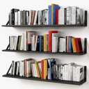 Forbena Floating Shelves 36 Inches Long 8 in Deep Set of 3, Large Wall Shelf for Bedroom Books, Heavy Duty Wide Wall Shelving for Living Room Office Kitchen Closet Organizers and Storage (Black)