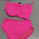 Tempt Me Women Bandeau Bikini Set Strapless High Waisted Two Piece Swimsuit Longline Bathing Suits (Small, Hot Pink)