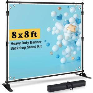 Photo Backdrop Stand 8x8 ft, Heavy Duty Adjustable Banner Holder