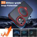 Magnetic Case for iPhone 12, for iPhone 12 Pro, with Invisible Ring Stand, Military Drop Protection, Shockproof Anti-Fingerprint Matte Protective Cover for iPhone 12/12 Pro, Red