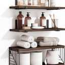 Fixwal Bathroom Floating Shelves Over Toilet, 15.8in Farmhouse Rustic Wood Shelves, Wall Decor for Bathroom, Living Room, Bedroom and Kitchen (3 Plus 1 Tier Dark Brown)