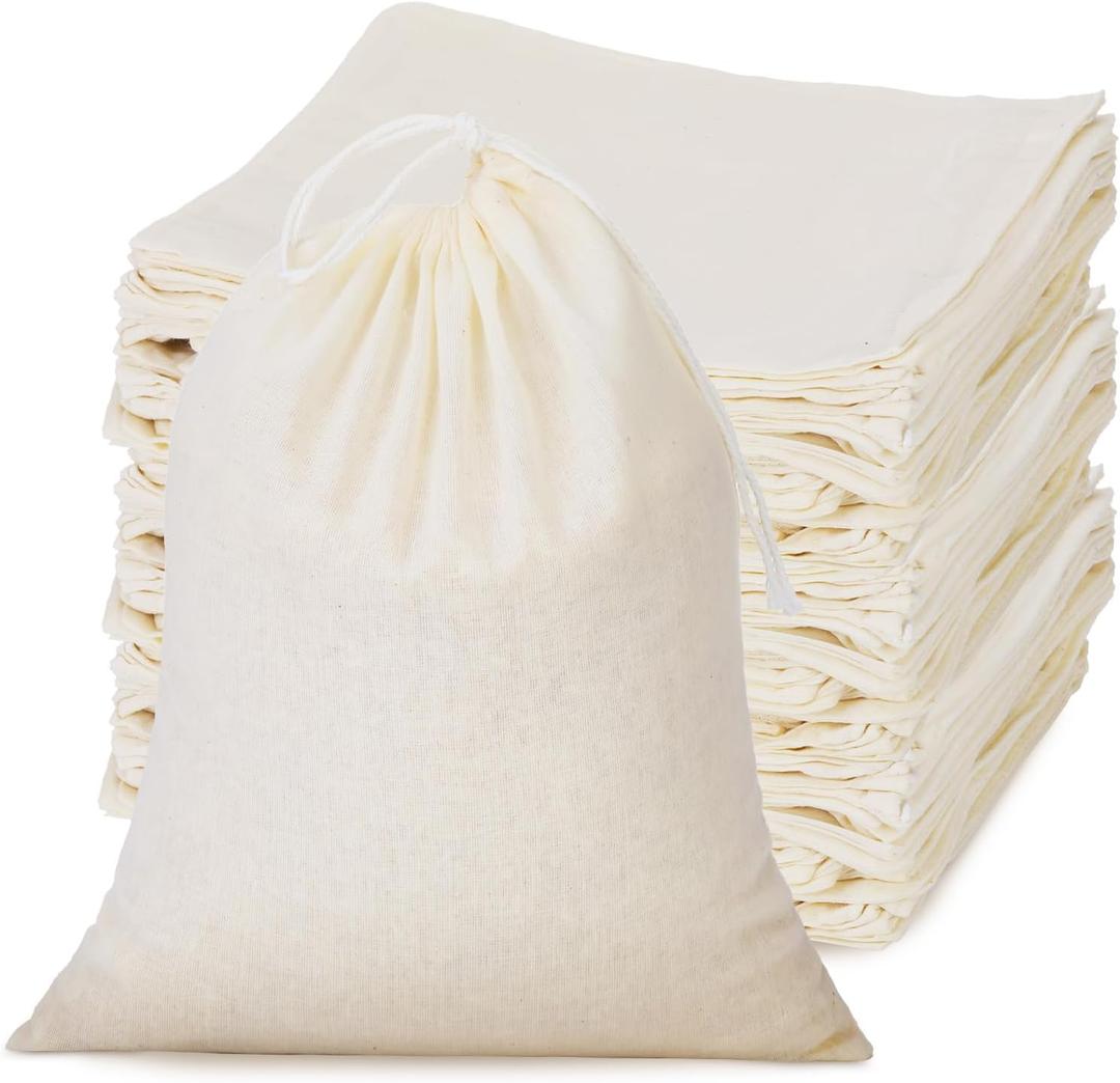Tatuo 50 Pieces 4 x 6 Inches Muslin Cotton Drawstring Bags Canvas Linen Sachet Bag Reusable Empty Gift Pouch for Party Home Supplies
