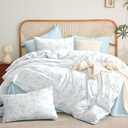 Bow Twin Comforter Set - Light Blue Bow Quilt Bedding Set 2 Pieces, Comforter Set Twin Size, Soft & Lightweight Comforter(68 x 90) for Girl All Season & 1 Pillow Case(30x20)