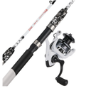 Sougayilang Spinning Reel and 2-Piece Fishing Rod Combo, Durable Graphite & Fiberglass Rod, Split-Grip Cork Handle,Right/Left Handle Position(5FT)