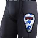 Youper Youth Boys Compression Shorts with Soft Protective Cup, Sliding Underwear for Baseball Football (Black, L)