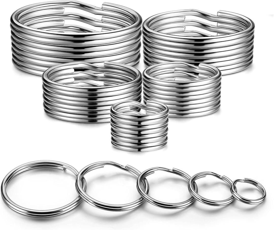 YHYZ Split Key ring Assorted, 5 Sizes (1/2 inch, 3/4 inch,1 inch, 1.25 inch, 1.38 inch), for Dog Pet Collar DIY Tag Jewelry