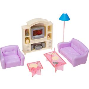 24012 Dollhouse Furniture, Living Room with TV/DVD Set and Show Case Play Set