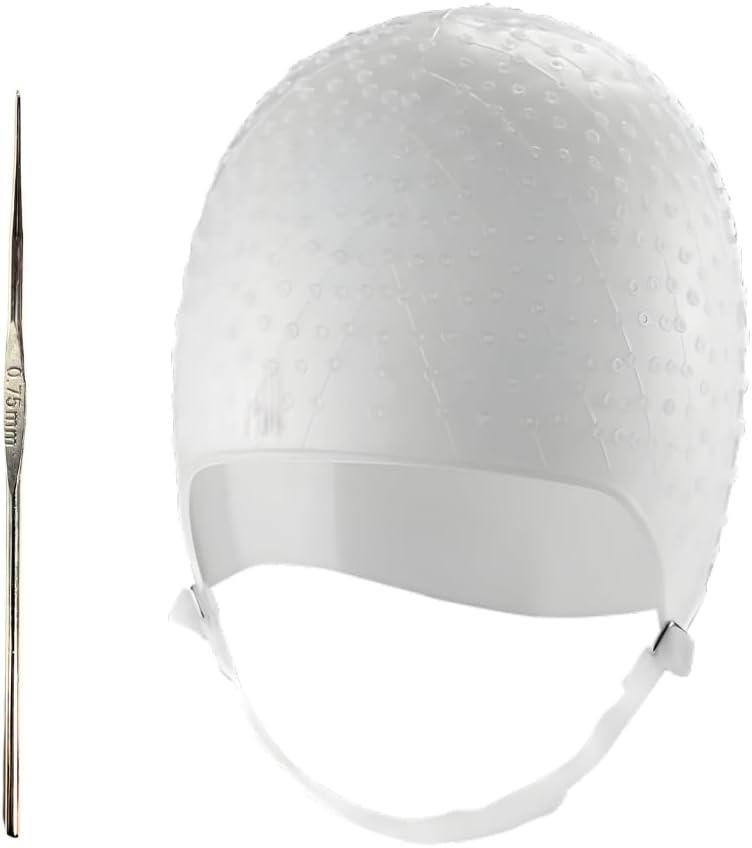 Dompel Silicone Highlight Hair Cap | White Reusable Professional Silicone Cap | Special for Hair Dyeing | Model 233 CA 1 UND