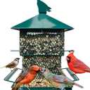 Bird Feeders for Outdoor Hanging, Heavy Duty Metal Bird Feeder, 6lb Large Capacity, Supports Cardinal, Finch, Blue Jay and Wild Birds (Dark Green)