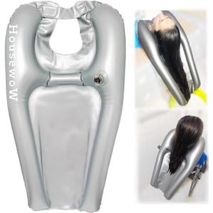 Inflatable Shampoo Bowl, Portable Hair Washing Tray for Bedside and in Bed, Lightweight Shampoo Basin for Elderly, Disabled, Pregnant, Injured, Bedridden, Handicap, Lightweight Hair Washing Sink