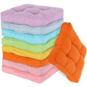 Gerrii 8 Pieces Floor Cushions for Kids Classroom Flexible Floor Seating Cushions Floor Pillows for Home School Kindergarten Daycare Nursery(Bright Color,Square)