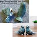 Pair of Ceramic Bird Figurines, Small Bird Statues Tea Coffee Pet Home Office Decor for Windows Shelves Entryway TV Stand (Blue)