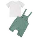 Hotfiary Baby Boy Summer Outfit Gauze Romper & T-Shirt Green 6-12 Months