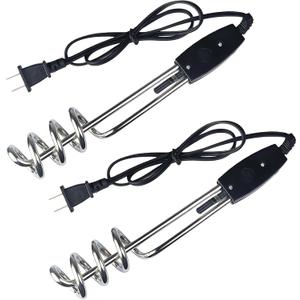 2 Pack 1000W Immersion Water Heater - 110V 10 Inch Submersible Heating Coil for Buckets, Hot Tubs, Jugs & Outdoor Camping