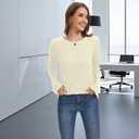 Women's Long Sleeve Tunic 2026 Blouses Knit Sweater Casual Basic Shirts Tee Shirts Tops (Purple, M)