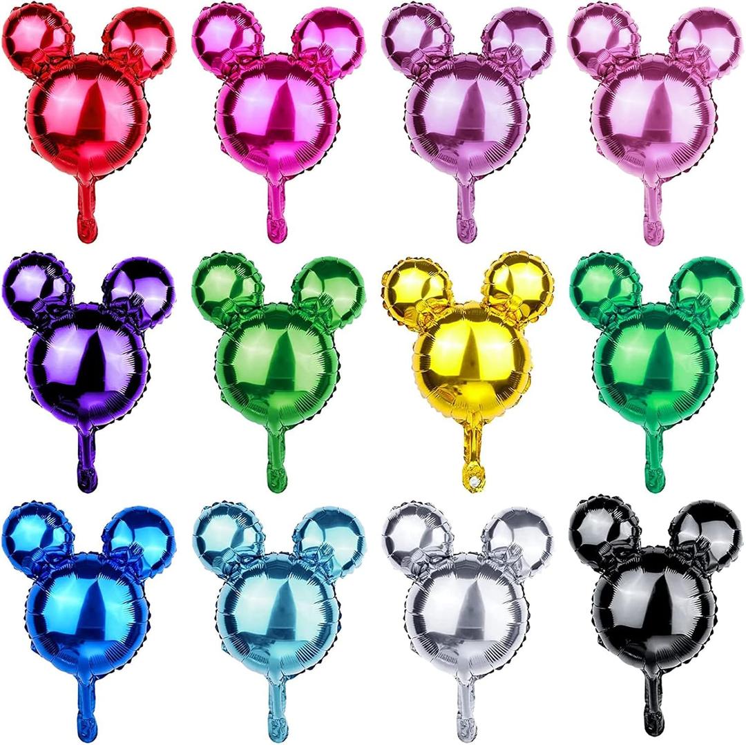 24 Pcs Mouse Head Foil Balloons Colorful Mouse Birthday Mylar Balloons Party Supplies Kit Mouse Aluminum Foil Balloon for Kids Birthday Baby Shower Theme Party Decoration Supplies Photo Props,16"