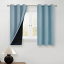 BGment Short 100% Blackout Curtains for Bedroom, Thermal Insulated Lined Energy Efficiency Noise Reducing Grommet Curtains 45 Inch Length for Small Window 2 Panels Each 42 Inch Wide, Greyish Blue