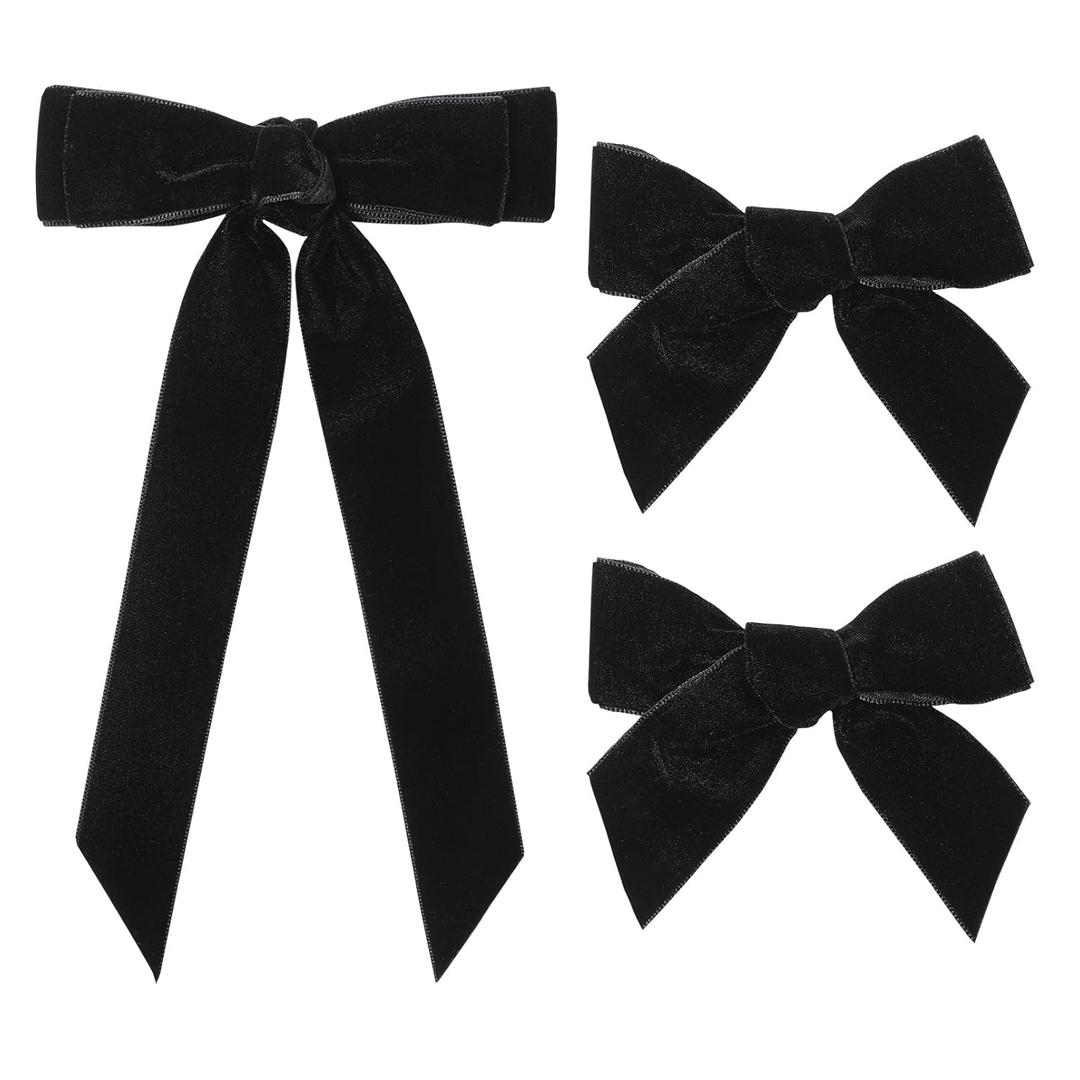 2 x 3PCS Velvet Hair Bow Black Hair Ribbon Clips for women Girls Fall Alligator Hair Clips Hair Accessories Toddlers Kids Teens