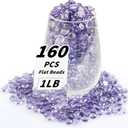 1 LB Purple Flat Glass Beads, 160-180PCS Small Glass Marbles, Mini Flat Round Pebbles for Vase Filler and Floral, Fish Tank Rocks Decorative Gemstones for Home and Aquarium Dcor