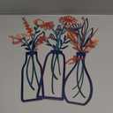 Pigort 3 Pieces Metal Flowers Wall Arts - Rustic Farmhouse Decor Minimalist Flower Wall Decors for Living Room Bathroom Bedroom Dining Room-Housewarming Gifts (Orange Blue)