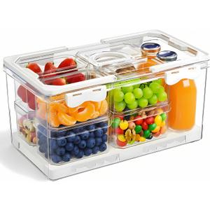 Chilled Serving Tray & Portable Party Platter with Lid, 8 Compartment Food Organizer for Road Trips, Picnics, Beach, Modern Snackle Box Container