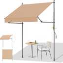 HOMEDEMO Manual Retractable Awning, 79" W x 118" H Foldable Side Bar 30-180, Outdoor Patio Awnings Height Adjustable 82-118", NO Drilling Awings for Backyard Garden Porch Outside Camel